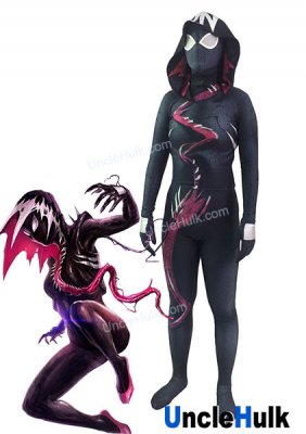 Black Venom Gwen Gwenom GwenSpiderman High Quality Spandex Zentai Bodysuit -include lenses | UncleHulk
