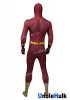 The Flash Dark Red Crimson Spandex Zentai Cosplay Costume Halloween Costume -with hood and rubber ornaments | UncleHulk