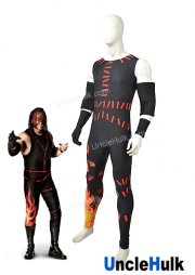 Kane WWE Elite Wrestling Outfit Black and Red Spandex Cosplay Costume | UncleHulk