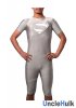 Grey Superm Zentai Costume 12 (half sleeve, half leg, include rubber logo on chest)