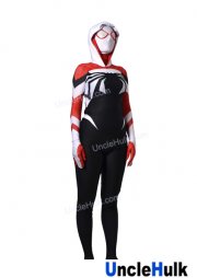 Red and Black Spider Gwen Spider Girl Spandex Costume - with hood and lenses | UncleHulk