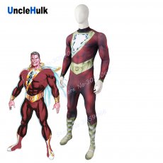 Captain Marvel Shazam Printted Spandex Zentai Costume 2019 movie Shazam - style 2 | UncleHulk
