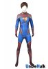 Captain Marvel Ms. Marvel Carol Danvers Red and Blue Spandex Cosplay Costume | UncleHulk