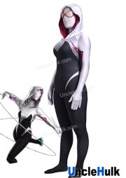 Black and White Spider Gwen Spandex Costume (with lenses) | UncleHulk