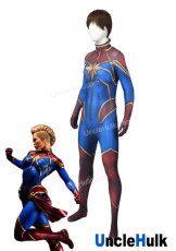 Captain Marvel Ms. Marvel Carol Danvers Red and Blue Spandex Cosplay Costume | UncleHulk