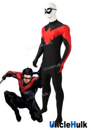 Nightwing Cosplay Costume Black and Red Spandex Bodysuit | UncleHulk