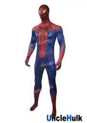 The Amazing Spider 1 Shinning Costume - Satin Fabric Rubber Spider Logos | UncleHulk
