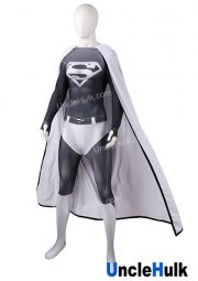 Black and White Superm Cosplay Costume - white cloak with black logo - No.24 | UncleHulk