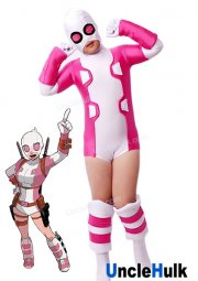 High Quality Gwenpool Gwen Stacy Pink and White Spandex Costume | UncleHulk