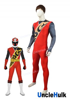 Shuriken Sentai Ninninger Red Ninja Spandex Suit Cosplay Costume Halloween Bodysuit | UncleHulk