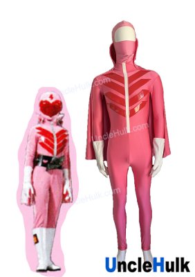 Himitsu Sentai Gorenger Momo Ranger Cosplay Bodysuit - with gloves hood and cloak | UncleHulk