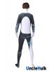 Imp Midna Costume |The Legend of Zelda - Twilight Princess White and Black Spandex Zentai Suit with Blue Paint Pattern