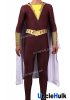 Captain Marvel Shazam Printted Spandex Zentai Costume - with Rubber Belt Barcer and Chest Logo and cloak | UncleHulk