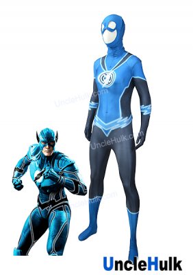 The Blue Lantern Flash The Flash Justice League Zentai Cosplay Costume -with hood | UncleHulk