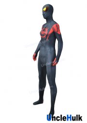 Dark Grey and Red Spier Spandex Zentai Bodysuit Halloween Cosplay Costume - with resin lenses | UncleHulk