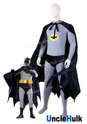 Bat 1966 Grey Cosplay Costume Set - Bodysuit and Briefs and Cloak | UncleHulk