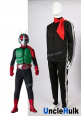 Masked Rider No.2 Cosplay Costume Four-piece - tops trousers gloves scarf - Silver Side Line | UncleHulk