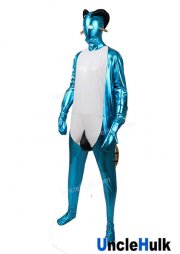Blue Sheep Zentai Bodysuit Shiny Blue Rubberized Fabric Cosplay Costume Halloween | UncleHulk