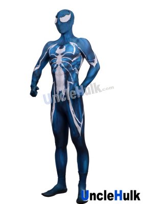 High Quality Venom blue and white Spandex Zentai Bodysuit | UncleHulk