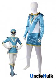 Choujin Sentai Jetman Blue Swallow Satin Fabric Cosplay Costume - with shawl | UncleHulk