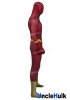 The Flash Dark Red Crimson Spandex Zentai Cosplay Costume Halloween Costume -with hood and rubber ornaments | UncleHulk