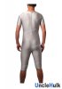 Grey Superm Zentai Costume 12 (half sleeve, half leg, include rubber logo on chest)