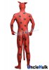 Black Dotted Red Spandex Zentai Suit with Cat Ear and Tail | UncleHulk