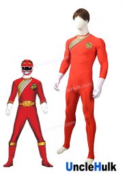 Hyakujuu Sentai Gaoranger Kakeru Shishi the Blazing Lion Spandex Zentai Costume - red | UncleHulk