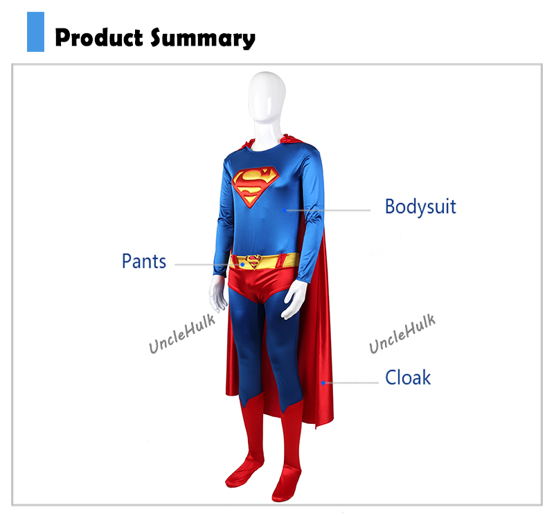 Superman Returns Cosplay Costume Set Satin Fabric with cloak and pants - SH0331 | UncleHulk