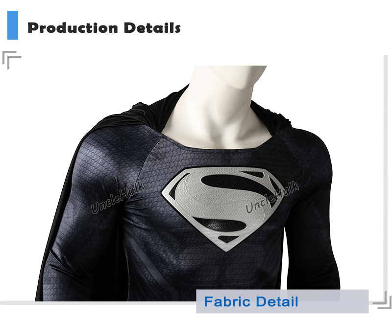 Superman Black and White Cosplay Costume - Satin Fabric and Rubber Logo - No.29 | UncleHulk
