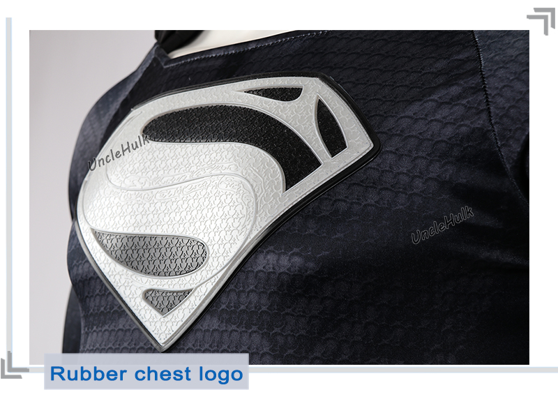 Superman Black and White Cosplay Costume - Satin Fabric and Rubber Logo - No.29 | UncleHulk
