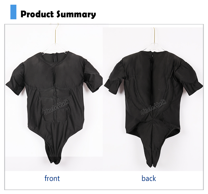 Half Body Slight Muscle Suit Silk Floss Muscle Shape Black Bodysuit - color can be changed | UncleHulk